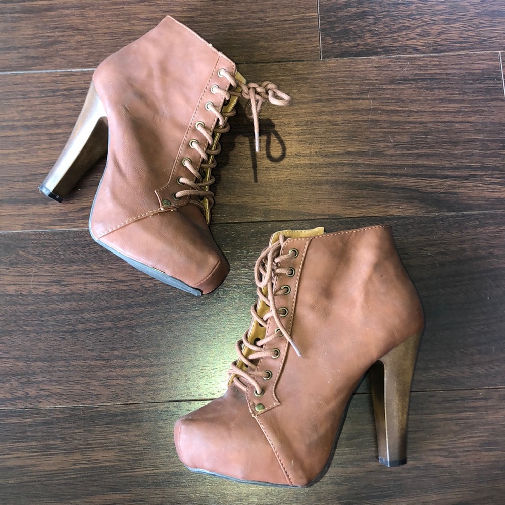 Brown heeled booties